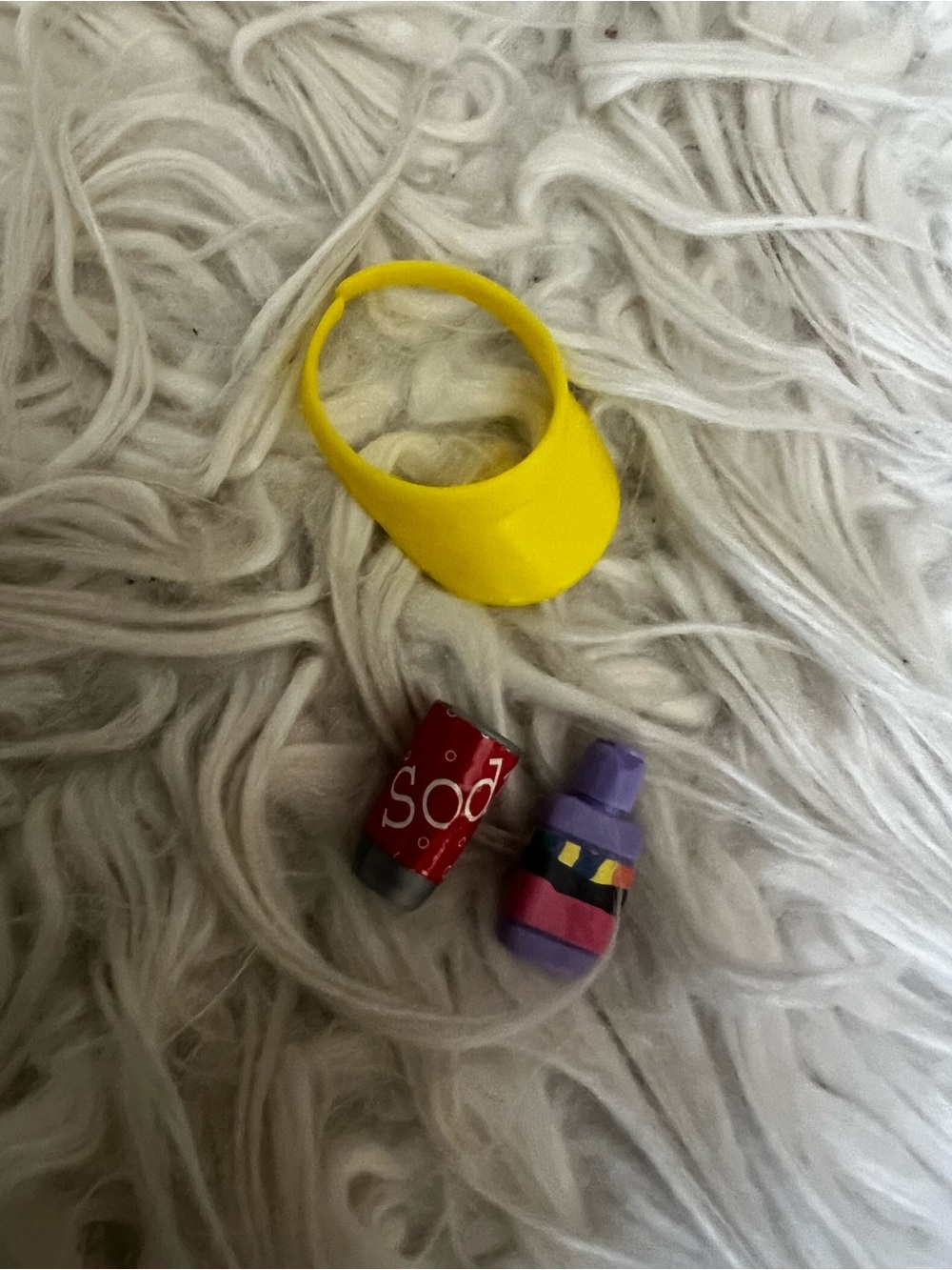 Vintage 90s Barbie doll items hat soda and lotion bottle lot